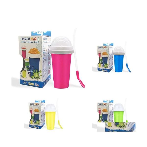 Tumblers Sile Slushy Slushie Maker Ice Cup Grande Frozen Magic Squeeze Slushi Fazendo Copos de Smoothie Reutilizáveis St Drop Delivery Home Gar Dh8Tq