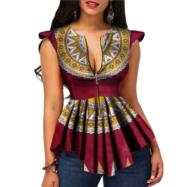 Этническая одежда африканская топ -принт Dashiki Print Sexy Ankara Plus Size S2XL Summer Tshirts с короткими рукавами. Африканское платье 230510