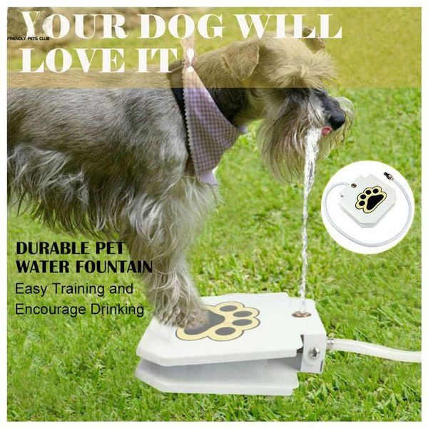 Alimentazione della fontana automatica per cani all'aperto, calpesta il cane giocattolo che beve gioia con la sicurezza degli animali domestici senza elettricità per i cani che bevono