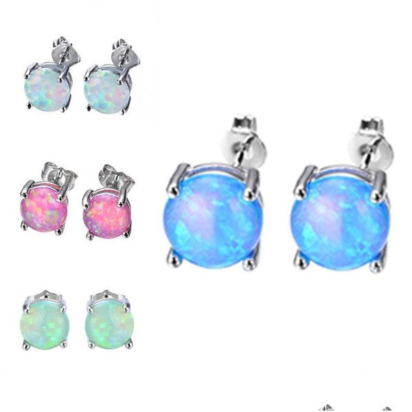 Stud Mode Opal Ohrringe für Frauen Braut Lila Rosa Blau Tiny Party Schmuck Drop Lieferung Dhgarden Dhceo