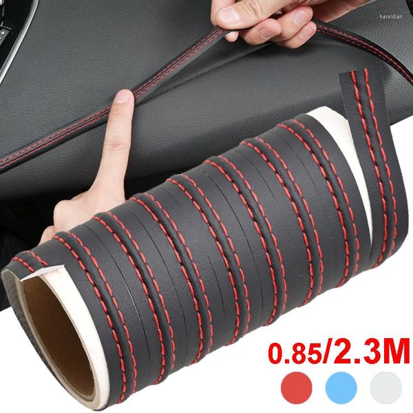 Acessórios para interiores Moldagem de carros Afiliação auto-adesiva de couro de couro decorativo Red Blue Diy Braid Strip Decoration 0.85/2,28m