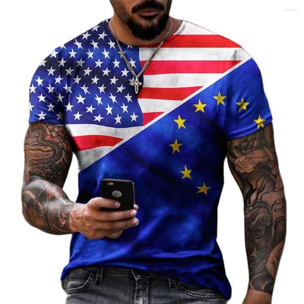 Мужские толстовка Fashion America Flag 3D-печатная футболка негабаритная мужская футболка летняя рукавая дышащая фитнес-одежда топы