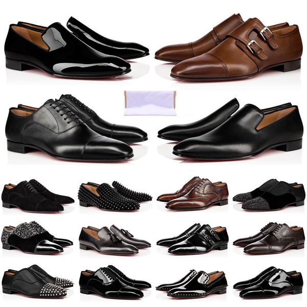 Design Herren-Loafer, Schuhe, Unterteile, schwarzes Wildleder, Lackleder, Nieten, Slip-on-Loafer, Luxus-Kleid, Herren-Hochzeitsschuh für Business-Party, 38–47
