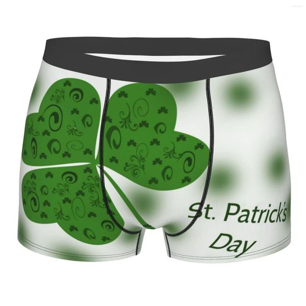 Младшие банки 3 листья Clover St. Patrick's Day Boxershorts Мужчины мужские двойные стороны напечатанные мягкие дышащие машины полиэстер