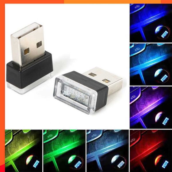 Nuovo 7Colors Mini USB LED Light Car Interior Luce decorativa Atmosfera Lampada ambientale USB Plug and Play Atmosfera Luci di emergenza