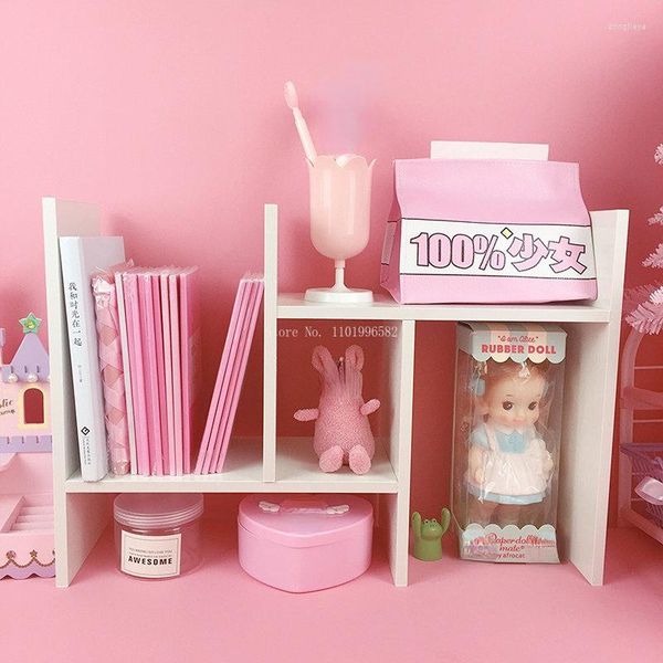 Haken H-Typ Holz einziehbares multifunktionales Lagerregal Mädchen Schlafsaal Desktop-Anordnung Regal Kinderspielzeug Ausstellungstisch