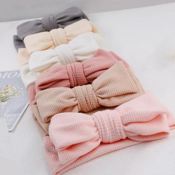 Аксусные аксессуары для волос Topknot Ribbed Turban Baby Bows Bows для девочек повязка на голову двойной слой банданы дети сплошные головные