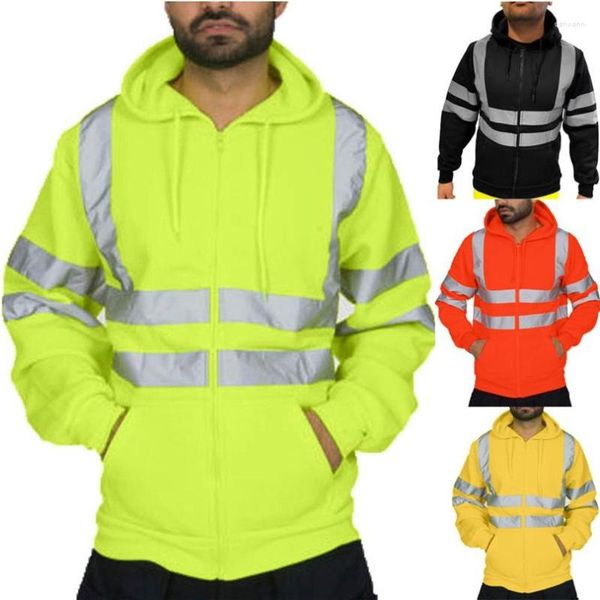 Giacche da corsa Giacca da ciclismo da uomo Cappuccio Antivento Lavoro su strada Pullover ad alta visibilità Felpa con cappuccio a maniche lunghe Top Camicetta 3S11