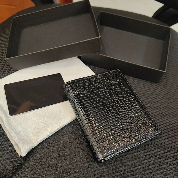 Мужские дизайнерские кошельки крокодиловая кожаная кожа держатели роскошных карт европейские и американские стройные сумки для хранения коротки