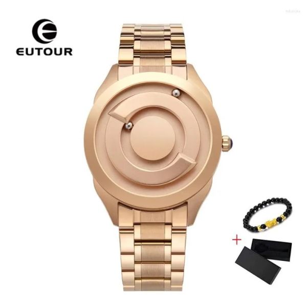 Avanadores de pulso Euutour Gold Magnetic Watch Men Luxury Fashion Quartz Magnet Ball Ball Waterproof Wrist Watches Relógio Macho Relógio