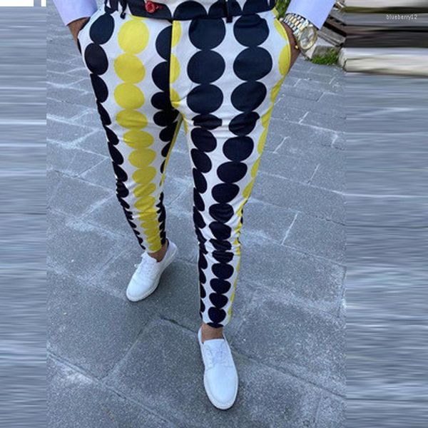 Männer Hosen Frühling Muster Kreis Druck Business Männer Casual Zugeknöpft Design Anzug Herbst Tasche Mann Leggings Hosen Harajuku