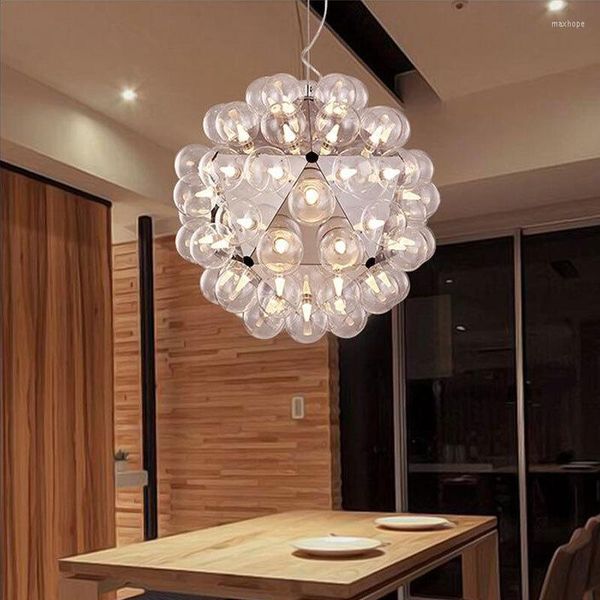 Lampadari Modern Designer Glass Ball Led Lampadario Illuminazione Soggiorno Sala da pranzo Decor Lampada Loft Hanging Lights Apparecchio