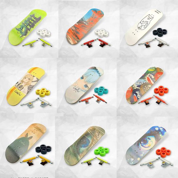 Novità Giochi 1 Set Finger SkateBoard Tastiera in legno Giocattolo Stent per cuscinetti professionali Finger Skate Set Regalo di Natale per bambini 230509