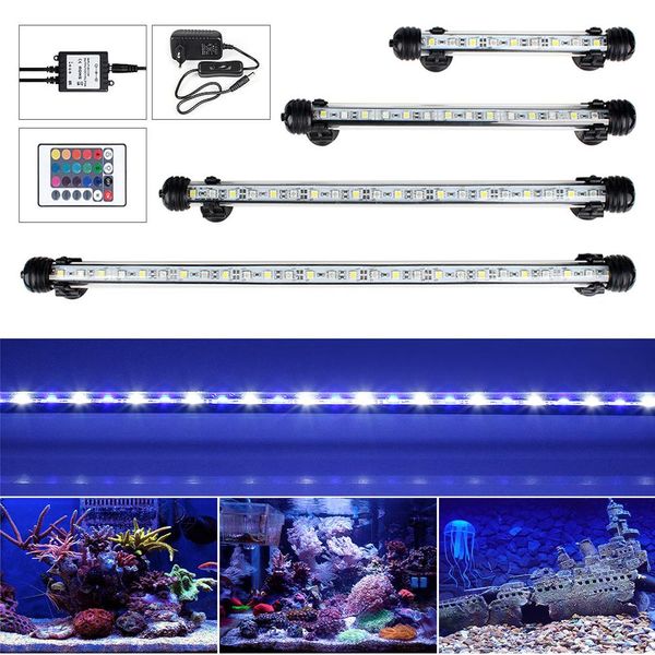 Aydınlatmalar AB ABD fişi RGB uzak akvaryum hafif balık tankı su geçirmez 5050 SMD LED çubuk hafif su lambası dalgıç 1848cm