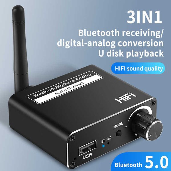 D18 Bluetooth-Empfänger 5.0 Digital-Analog-Audiokonverter Digital-Analog-USB-Play-AUX-Adapter