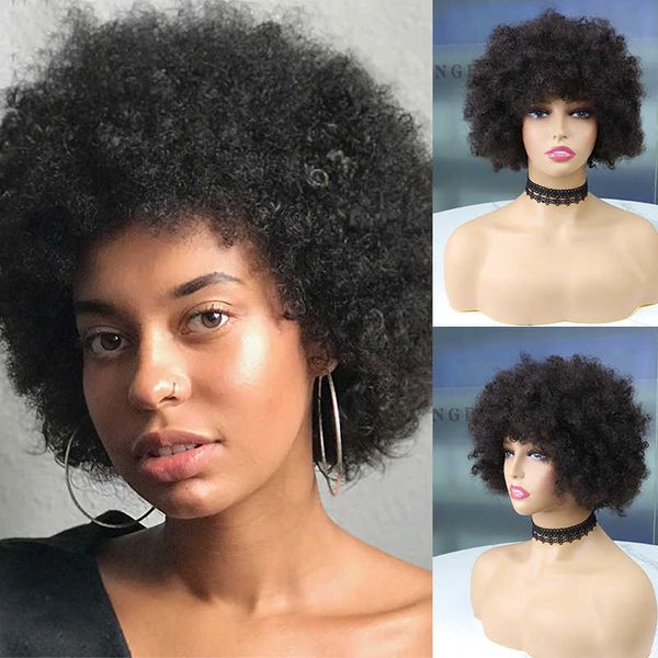 Parrucche per capelli Nxy Parrucca senza colla Umani Afro Ricci crespi per donna Onda corta e profonda con frangia Perruque Cheveux Humain 230619