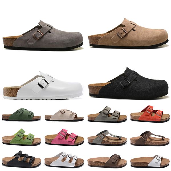 Boston Clogs Sandals Designer Slippers Clog Mens Women Leather Flip Flop Loafers Pull Cork Suede Sandal Slides dhgate Platform Sliders Size 36-45