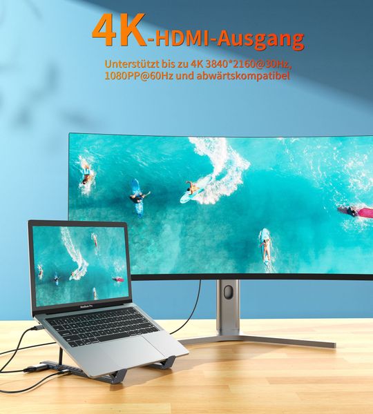 Choetech sete fronteiriça sete em uma estação de ancoragem expande o laptop hub hub multi interface HDMI dobring