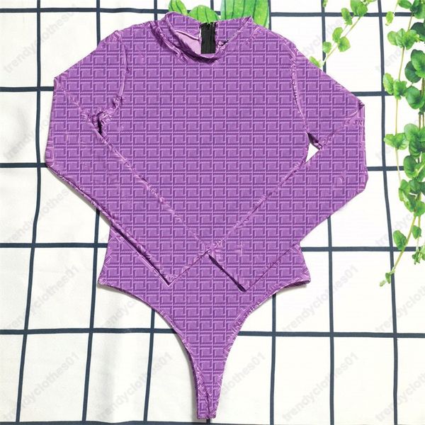 Tasarımcı Tam Harfler Kadınlar Tek Parça Şort Tulum Mayo Uzun Kollu Arka Zipper Tasarım Mayo Tulumları Bikinis Yastıklı Mayo Takım Yüzme Partisi Romper