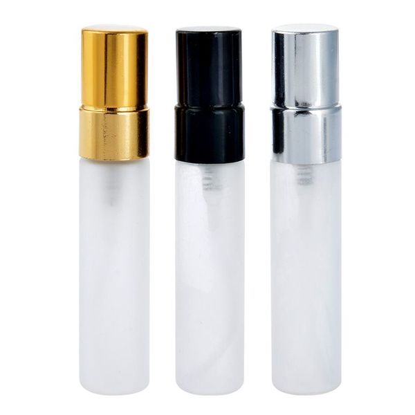 Flacone spray Vuoto Bianco Gelo Vetro Pompa in alluminio Imballaggio cosmetico portatile Profumo Fiale ricaricabili per atomizzatore per piccoli campioni 5ml 10ml