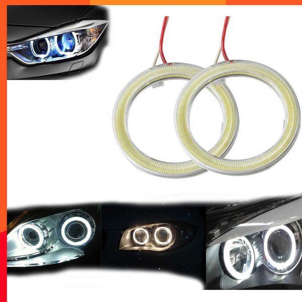 Новый 2pcs автомобиль фары фары початка Aperture Angel Eye Lights Halo Кольцо светодиодное початок белый 60/70/80/90/100/110/120 мм 12 В мотоцикл Moto Auto Lamp