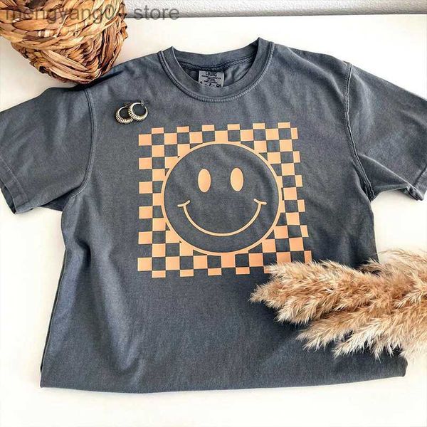 T-shirt feminina American Vintage Cotton Smile Face Printing Women Y2K Camise