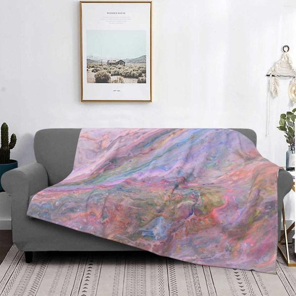 Coperte Pink Galaxy per la casa divano letto campeggio auto aereo viaggio coperta portatile Laurie astratto tavoletta pastello acrilico