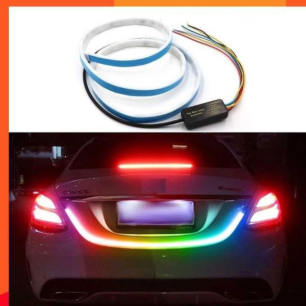 Nuovo 1.2m Car Rear Trunk Fanale posteriore Dynamic Reverse Warning LED Strip 12v Auto Freno aggiuntivo Follow Trun Signal Lamp Colorful