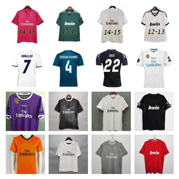 13 14 15 16 17 18 Maglia da calcio BENZEMA classica retrò del Real Madrid 2016 2017 2018 CASEMIRO MARCELO ISCO BALE SERGIO RAMOS ALONSO MODRIC 3a maglia a maniche lunghe da calcio