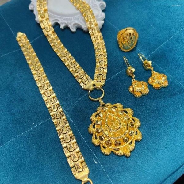 Collana Orecchini Set 24K Gold Plated Dubai Jewelry Women CHD21399