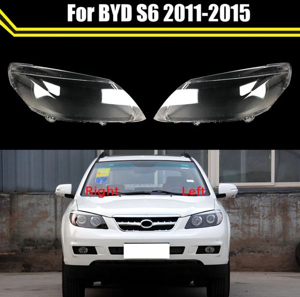 Head Light Shade Shell Caps Faro delantero Cubierta de la lámpara Pantalla Faro Lente de cristal Estuche para BYD S6 2011-2015