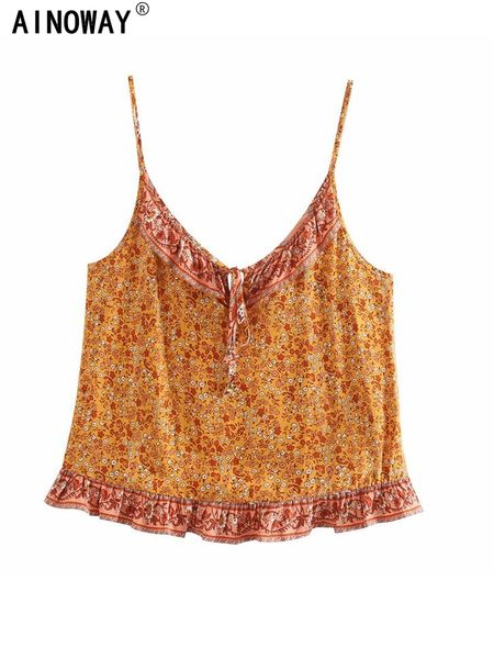 CAMISOLS TANKS BOHO MULHERES FLORAL PRIMEIRA FLORAL TOPS CROLHAS DE MUNDIÇÕES BOHEMIAN RETA CULTO CAMIS CAMIS CAMIS CAMIS TOP GOTHIC PARA ARIGE