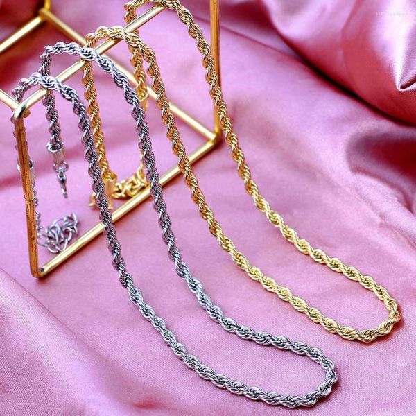 Catene JJFOUCS Hip Hop Twist Rope Chain Link Collane per le donne 4mm Oro Argento Colore Metallo Punk Choker Regalo gioielli