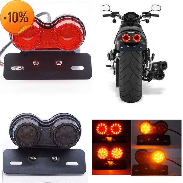 New Universal 12V Motorcycle LED Fanale posteriore Moto Rear Stop Brake Lamp License Plate Holder Turn Signa Light LsIndicators Custom