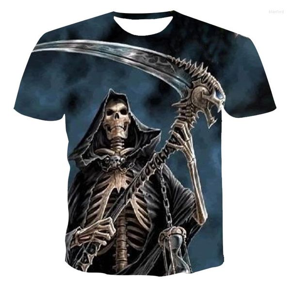 Camisetas masculinas 3D Horror T-shirt STREETHEATH SKELETOL DO MAN FRANCELHO MAN ROUSE