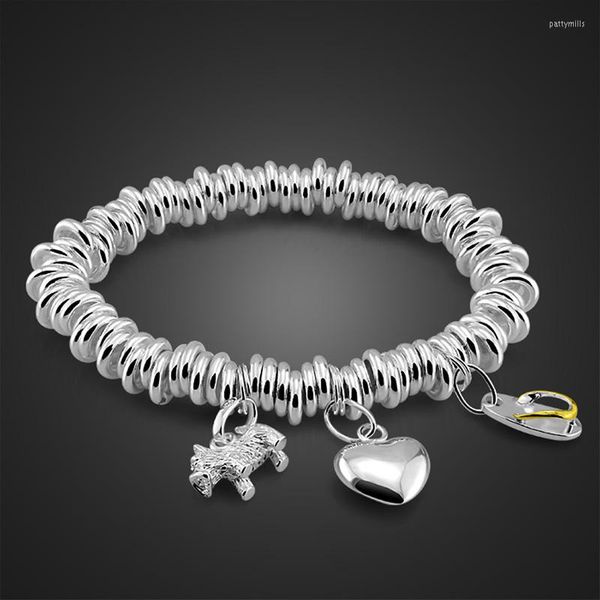 Braccialetti con ciondoli Bracciale ad anello circolare per donne Pantofole d'amore Accessori pendenti per cuccioli Gioielli placcati in argento 2023 Catene di tendenza della moda