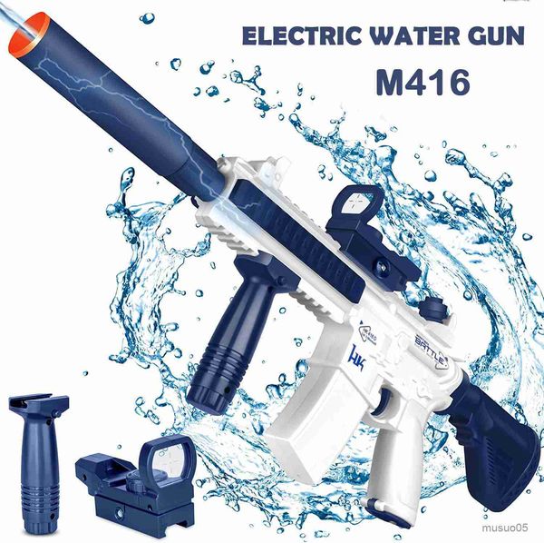 Gioco con la sabbia Divertimento con l'acqua Pistola ad acqua Giocattolo elettrico Pistole ad acqua super automatiche Piscina Gioco per feste in spiaggia Combattimento in acqua all'aperto per regalo per bambini