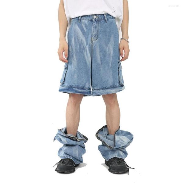 Männer Jeans Abnehmbare Bein Männer Streetwear Fashion Hip Hop Lose Beiläufige Vintage Denim Hosen 2 Stil Cargo Hosen Männlich