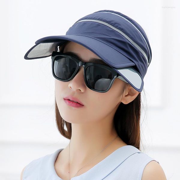 Chapéus de aba larga 2023 Visor Summer Sun Top vazio Top de plástico retrátil Plástico UV Hat Woman and Men Fishing Cap Chapeau Femme