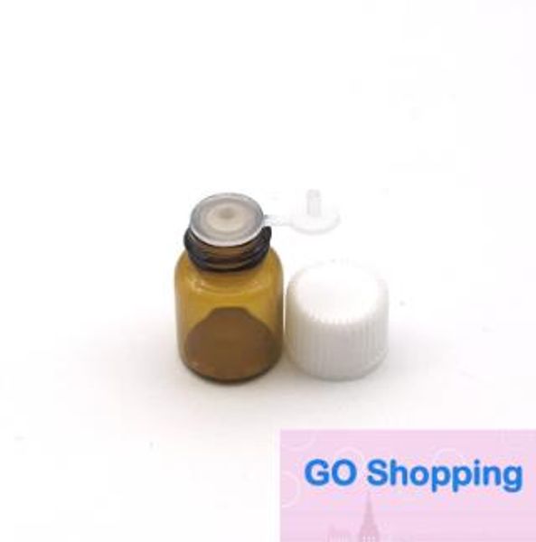 Großhandel Glasflaschen für ätherische Öle mit Öffnungsreduzierer, Siamesischer Stecker, Parfümprobenflaschen, 2 ml, bernsteinfarbene Fläschchen, 100 Stück, 2 ml