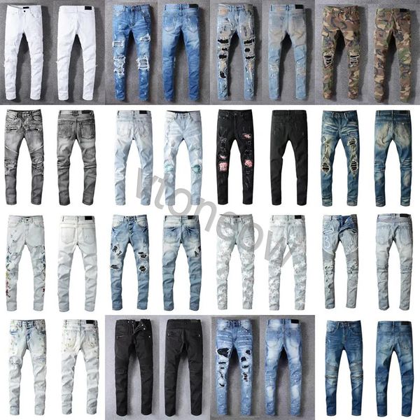 2023 Jeans de grife de jeans de designer calças de bordados de moda Fashion Holas Us Size S-2xl Hip Hop Troushers Zipper para masculino