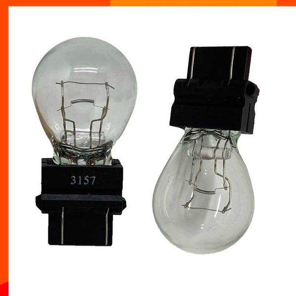 Novo 2pcs T25 3156 3157 P27W 12V 27W 21/5W CLEAR CARRA VINHA LUZES DE BREAÇÃO DE BREAÇÃO BULBA Lâmpada de halogênio