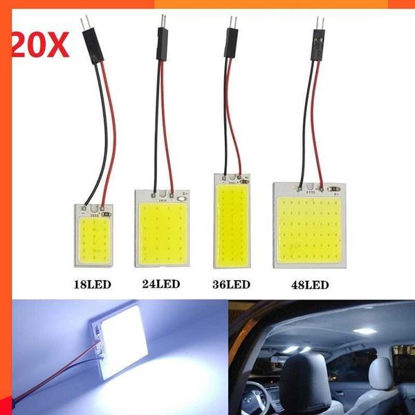 Nuovo 20 Pz Bianco T10 W5w Cob 18SMD 24SMD 36SMD 48SMD Auto Led Interni Auto Lampada Da Lettura Lampadina Cupola Festone Del Veicolo lampada di pannello