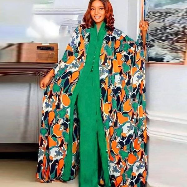 Roupas étnicas MD Africano Turquia chiffon 2023 Mulheres de verão 2 peças 2 peças conjuntos de dashiki impressão maxi robe traje trajes de festas