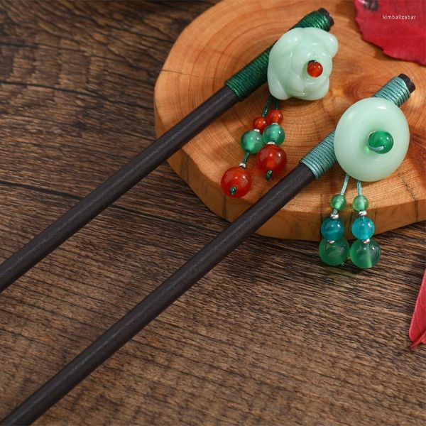 Cabelos clipes morkopela flores de cabelo bastões de madeira vintage bastão chineses pinos antigos para mulheres ornamentos jóias de cabeça jóias