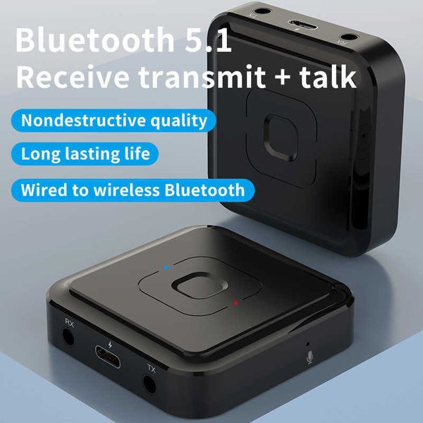 Ricevitore trasmettitore Bluetooth 5.1 2 in 1 in auto Bluetooth stick AUX chiamata TV trasmettitore audio per computer