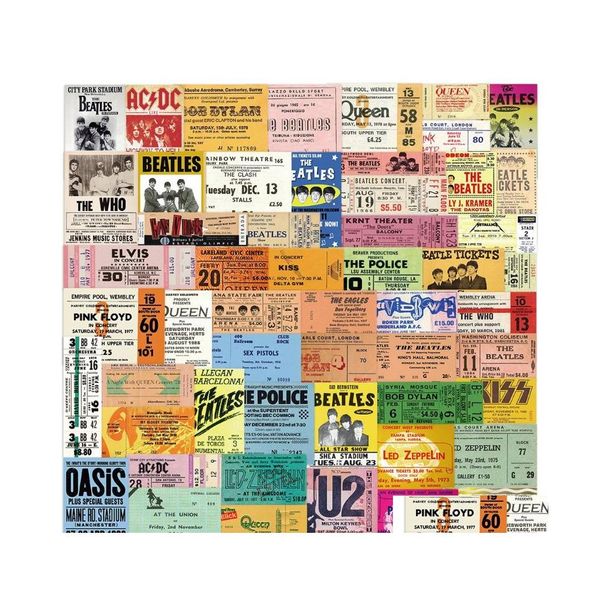 Autoaufkleber 55 Teile/los Klassische Rockband Vintage Tickets Graffiti Aufkleber für Laptop Motorrad Skateboard Luagage Aufkleber Gitarre Drop Dh6Tn