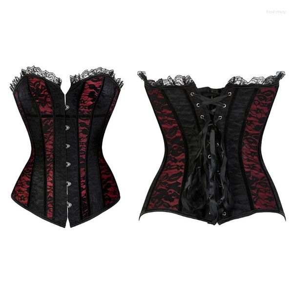 Cinture Overbust Corsetto Longline Shapewear Donna Bustier Top Sexy Lingerie Corsetto floreale Vintage Espartilho Pizzo GothicCinture