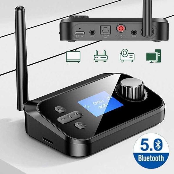 5.0 2'si 1 arada Bluetooth Alıcı Verici TF Kart Fiber Optik Koaksiyel Dönüştürücü Verici Alıcı Ekranlı