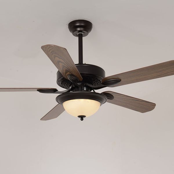 Ventilatori da soffitto per camera da letto con luce dimmerabile a LED Ventilatori in legno metallo ABS Illuminazione per soggiorno 42 pollici 48 pollici 52 pollici Luci ventilatore a soffitto vintage retrò per fattoria